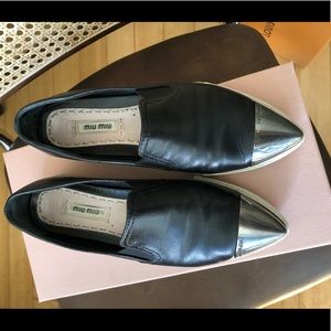 Miu Miu Cap Toe Leather Sneakers